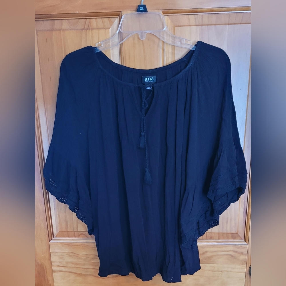 ***3/$20**Womens a.n.a. Brand Size XL Black Peasant Top